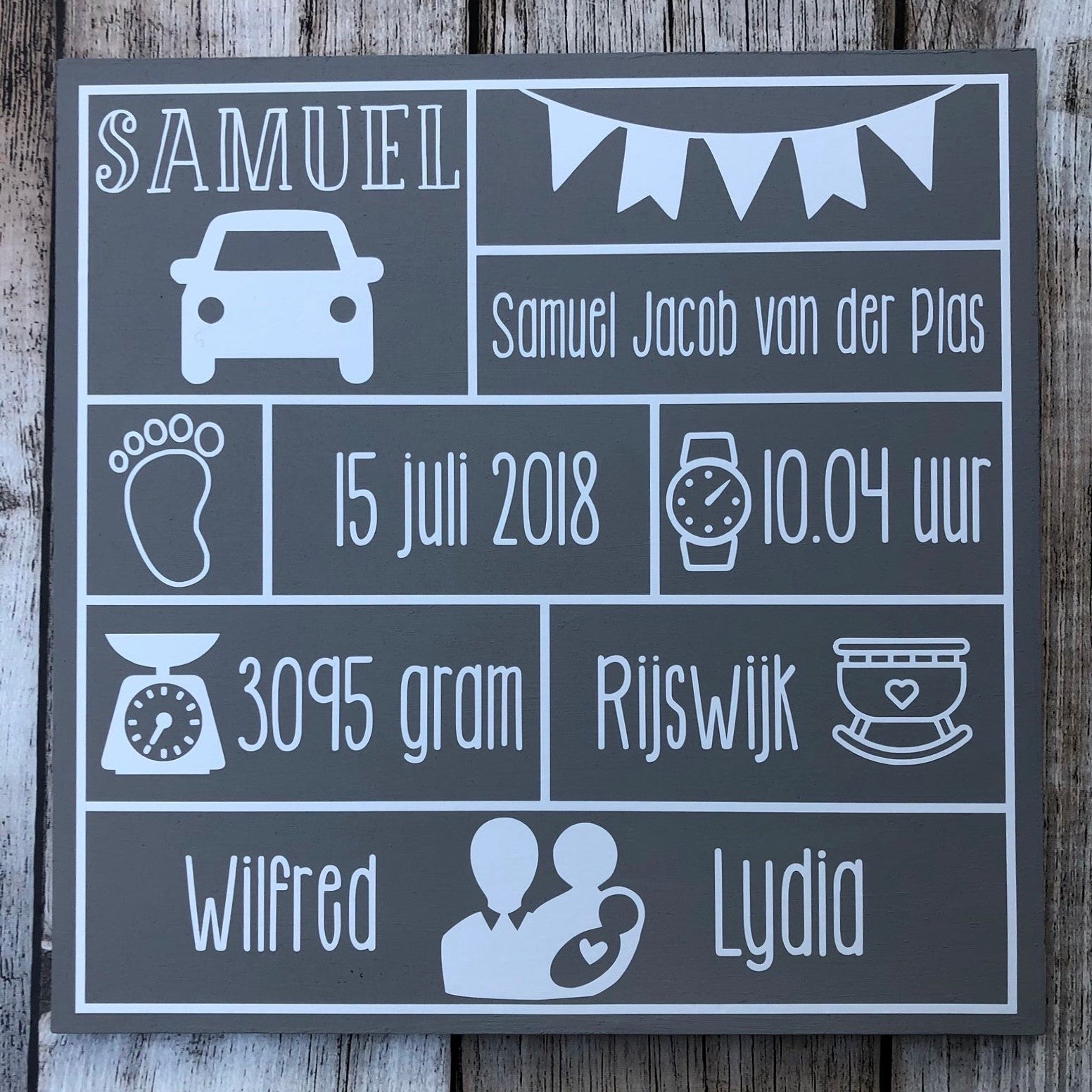 Birth plate 30x30cm