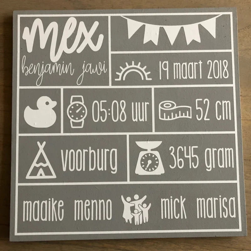 Birth plate 30x30cm
