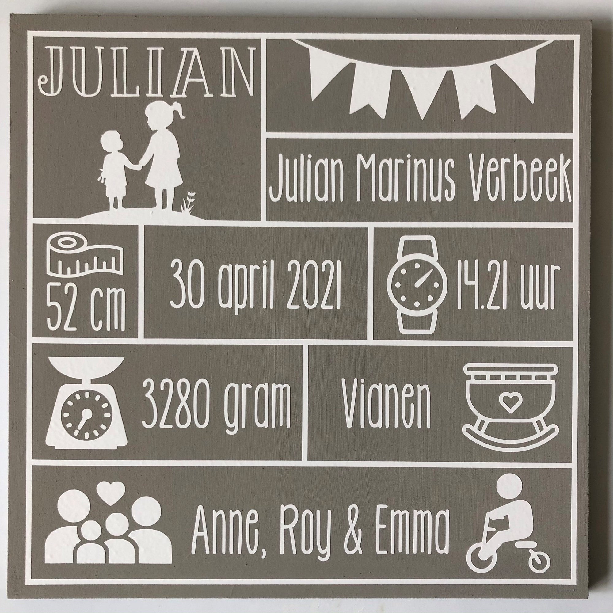Birth plate 30x30cm