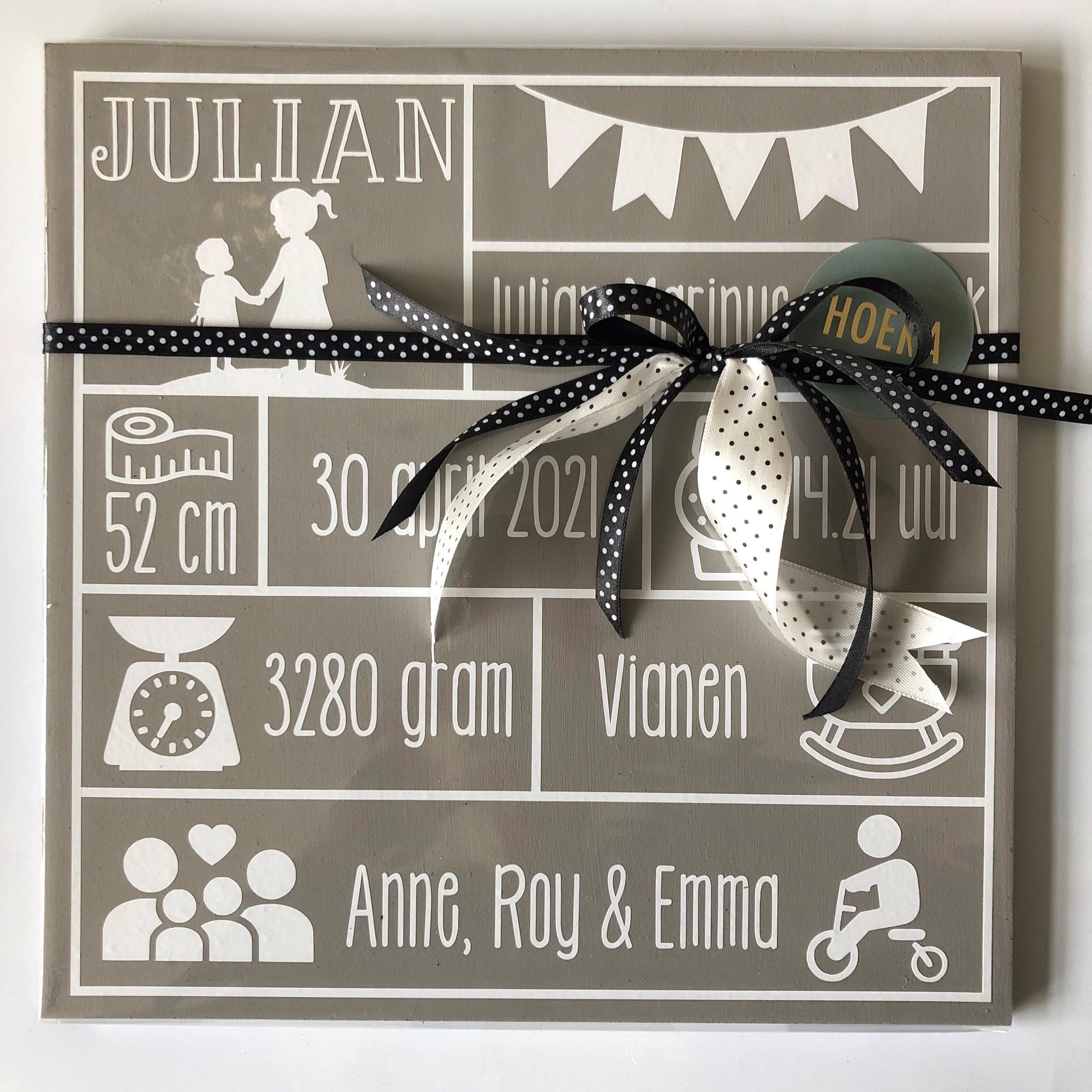 Birth plate 30x30cm