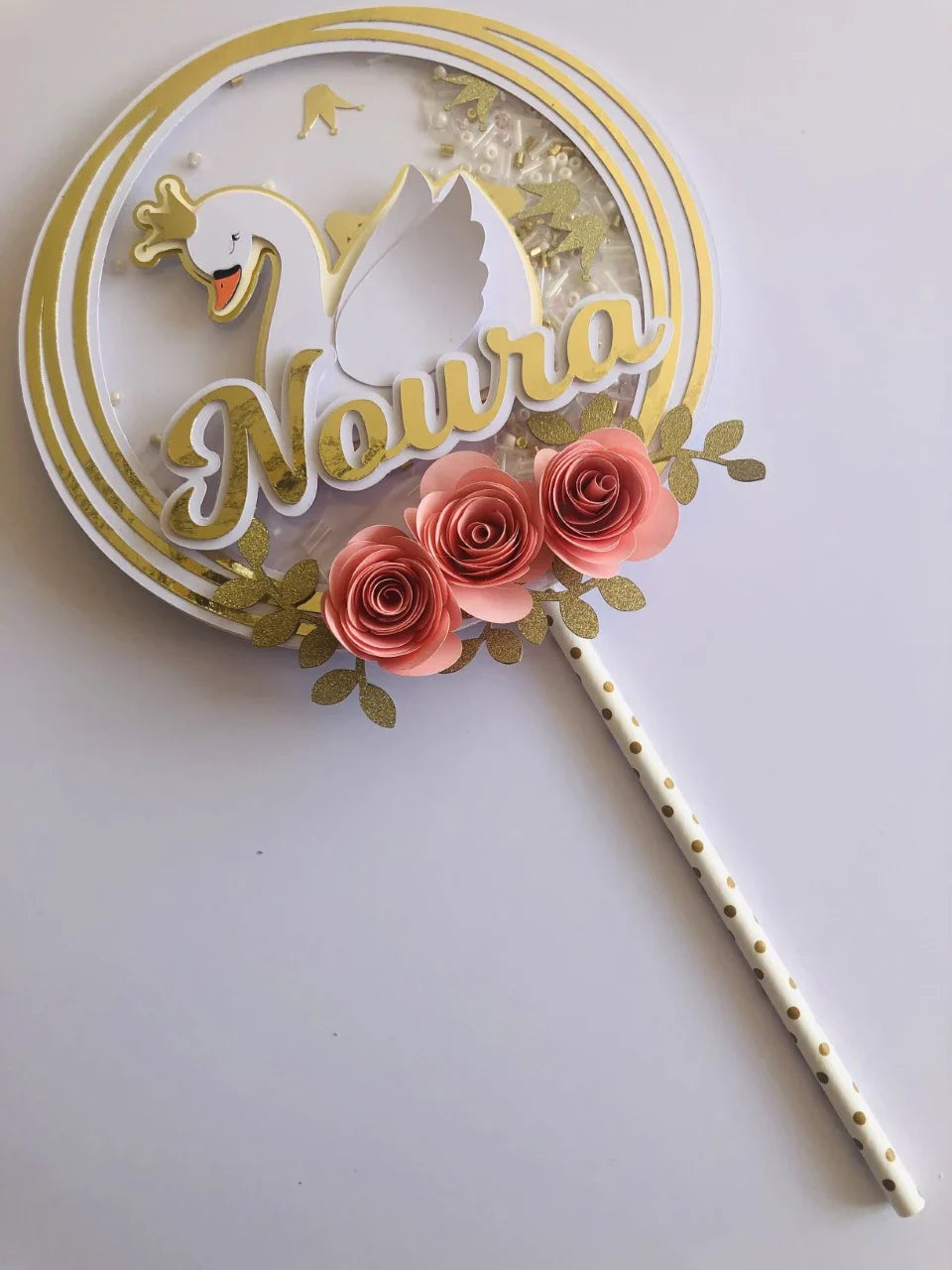 Taart Topper Zwaan met Bloemen