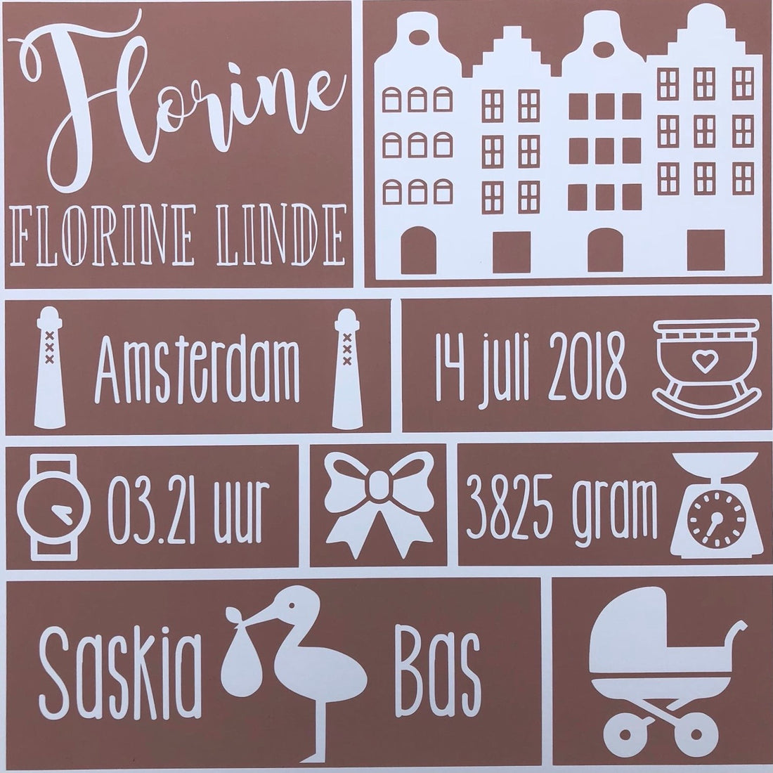 Geboortebord 30x30cm